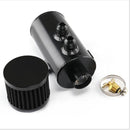 Aluminum Baffled Oil Catch Can Breather Can with Drain Valve and Filter 2 Ports AN10 Oil Coolant Fuel Overflow Tank, Capacity: 750ML
