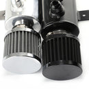 Aluminum Baffled Oil Catch Can Breather Can with Drain Valve and Filter 2 Ports AN10 Oil Coolant Fuel Overflow Tank, Capacity: 750ML