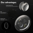 7 inch H4 / H13 DC 9V-30V 3000LM 6000K 25W Car Round Shape LED Headlight Lamps for Jeep Wrangler, with Angel Eye(Blue Light)
