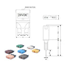 20AMP DC28V Circuit Breaker Trip Fuses Standard Blade Fuse Manual Reset