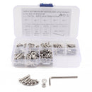 190 PCS 304 Stainless Steel Screws and Nuts M4 Hex Socket Head Cap Screws Gasket Wrench Assortment Set Kit