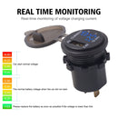 Universal Car Single Port USB Charger Power Outlet Adapter 2.4A 5V IP66 with LED Digital Voltmeter + Ammeter(Blue Light)
