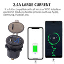 Universal Car Single Port USB Charger Power Outlet Adapter 2.4A 5V IP66 with LED Digital Voltmeter + Ammeter(Blue Light)