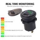 Universal Car Single Port USB Charger Power Outlet Adapter 2.4A 5V IP66 with LED Digital Voltmeter + Ammeter(Green Light)