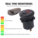 Universal Car Single Port USB Charger Power Outlet Adapter 2.4A 5V IP66 with LED Digital Voltmeter + Ammeter(Red Light)
