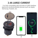 Universal Car Single Port USB Charger Power Outlet Adapter 2.4A 5V IP66 with LED Digital Voltmeter + Ammeter(Red Light)