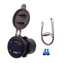 Universal Car Dual Port USB Charger Power Outlet Adapter 4.2A 5V IP66 with LED Digital Voltmeter + 60cm Cable(Blue Light)