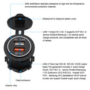 Universal Car QC3.0 Dual Port USB Charger Power Outlet Adapter 5V 2.4A IP66 with 60cm Cable(Red Light)