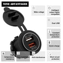Universal Car QC3.0 Dual Port USB Charger Power Outlet Adapter 5V 2.4A IP66 with 60cm Cable(Red Light)