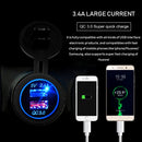 Universal Car QC3.0 Dual Port USB Charger Power Outlet Adapter 5V 2.4A IP66 with 60cm Cable(Red Light)
