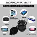 Universal Car QC3.0 Dual Port USB Charger Power Outlet Adapter 5V 2.4A IP66 with 60cm Cable(Red Light)