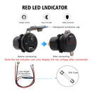 Universal Car Single Port USB Charger Power Outlet Adapter 2.4A 5V IP66 with LED Digital Voltmeter + Switch + 60cm Cable (Red Light)