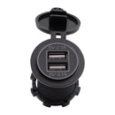 Universal Car Dual USB Charger Power Outlet Adapter 4.2A 5V IP66 with Aperture + 60cm Cable(Blue Light)