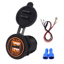 Universal Car Dual USB Charger Power Outlet Adapter 4.2A 5V IP66 with Aperture + 60cm Cable(Orange Light)