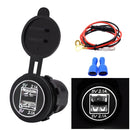 Universal Car Dual USB Charger Power Outlet Adapter 4.2A 5V IP66 with Aperture + 60cm Cable(White Light)