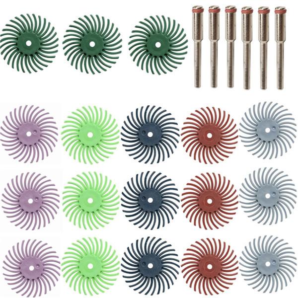 24pcs 80-1000 Grit Radial Bristle Disc Brush Polishing Burr with 3mm Mandrels