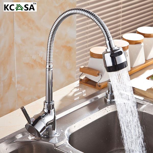 KCASA Kitchen Faucet Solid Brass Pull Tap Flexible Hot Cold Taps Water Outlet