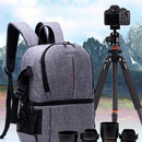 Multi-functional Waterproof Nylon Shoulder Backpack Padded Shockproof Camera Case Bag for Nikon Canon DSLR Cameras(Grey)