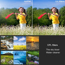 6 in 1 Proffesional 58mm Lens Filter(CPL + UV + Red + Yellow + Purple) & Waterproof Housing Case Adapter Ring for GoPro HERO4 / 3+ & Xiaomi Xiaoyi Yi II 4K & SJCAM SJ5000 Sport Action Camera