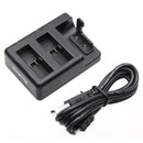 Dual Batteries Charger + Remote Control Charger with USB Cable for GoPro HERO7 Black /6 /5 (AHDBT-501), Batteries not included(Black)