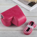 Full Body Camera PU Leather Case Bag with Strap for Sony A6000 / A6300 / Nex 6(Magenta)