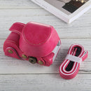 Full Body Camera PU Leather Case Bag with Strap for Sony A6000 / A6300 / Nex 6(Magenta)