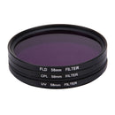 JUNESTAR 3 in 1 Proffesional 58mm Lens Filter(CPL + UV + FLD / Purple) for GoPro & Xiaomi Xiaoyi Yi Sport Action Camera
