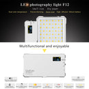 F12 Pocket 112 LEDs 1080LUX Professional Vlogging Photography Video & Photo Studio Light with OLED Display for Canon / Nikon DSLR Cameras(White)