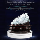 13.8cm Mirror Style USB Charging Smart 360 Degree Rotating Turntable Display Stand Video Shooting Props Turntable for Photography, Load 3kg(White)