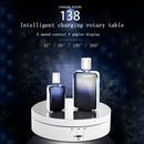 13.8cm Mirror Style USB Charging Smart 360 Degree Rotating Turntable Display Stand Video Shooting Props Turntable for Photography, Load 3kg(White)