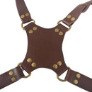 Quick Release Anti-Slip Dual Shoulder Leather Harness Camera Strap with Metal Hook for SLR / DSLR Cameras(Brown)