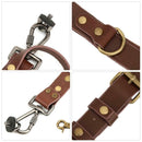 Quick Release Anti-Slip Dual Shoulder Leather Harness Camera Strap with Metal Hook for SLR / DSLR Cameras(Brown)