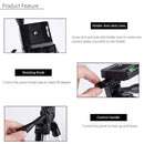3120 Live Broadcast Tripod 4-Section Folding Legs Aluminum Alloy Tripod Mount with U-Shape Three-Dimensional Tripod Head for DSLR & Digital Camera, Adjustable Height: 34-103cm(Black)