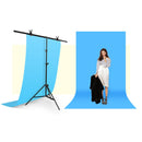 200x200cm T-Shape Photo Studio Background Support Stand Backdrop Crossbar Bracket Kit with Clips, No Backdrop