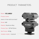 YELANGU YLG0601A A68 3-Head Cold Shoe Mount Adapter Microphone Flash Light Metal Holder Bracket(Black)