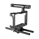 YELANGU C18 YLG0915A-C Video Camera Cage Stabilizer with Handle & Rail Rod Mount for Panasonic Lumix DC-S1H / DC-S1 / DC-S1R(Black)