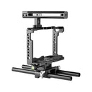 YELANGU C18 YLG0915A-C Video Camera Cage Stabilizer with Handle & Rail Rod Mount for Panasonic Lumix DC-S1H / DC-S1 / DC-S1R(Black)