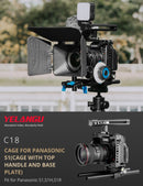 YELANGU C18 YLG0915A-C Video Camera Cage Stabilizer with Handle & Rail Rod Mount for Panasonic Lumix DC-S1H / DC-S1 / DC-S1R(Black)