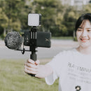 YELANGU PC09 Handheld Grip Holder Bracket + Photography Fill Light + Microphone with Mobile Phone Metal Clamp (Black)