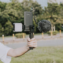 YELANGU PC09 Handheld Grip Holder Bracket + Photography Fill Light + Microphone with Mobile Phone Metal Clamp (Black)