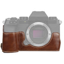 1/4 inch Thread PU Leather Camera Half Case Base for FUJIFILM X-S10 (Coffee)