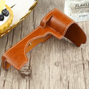1/4 inch Thread PU Leather Camera Half Case Base for Sony ILCE-7C/A7C (Brown)