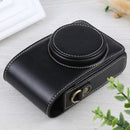 Vertical Flip Full Body Camera PU Leather Case Bag with Strap for Ricoh GR III / GRII, Sony ZV-1 / DSC-RX100M7 / RX100M6 / RX100M5 / RX100M2 (Black)