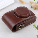 Vertical Flip Full Body Camera PU Leather Case Bag with Strap for Ricoh GR III / GRII, Sony ZV-1 / DSC-RX100M7 / RX100M6 / RX100M5 / RX100M2 (Coffee)