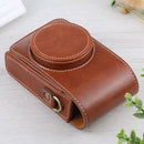 Vertical Flip Full Body Camera PU Leather Case Bag with Strap for Ricoh GR III / GRII, Sony ZV-1 / DSC-RX100M7 / RX100M6 / RX100M5 / RX100M2 (Brown)