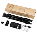 Fotopro X1 4-Section Folding Legs Tripod Mount with U-Shape Three-Dimensional Tripod Head & Phone Clamp for DSLR & Digital Camera, Adjustable Height: 39-122.5cm (Black)