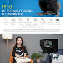 FEELWORLD TP10 Portable 10-inch Folding Teleprompter with Remote Control Lens Adapter Ring For Below 10 inches Smartphone / Tablet (Black)