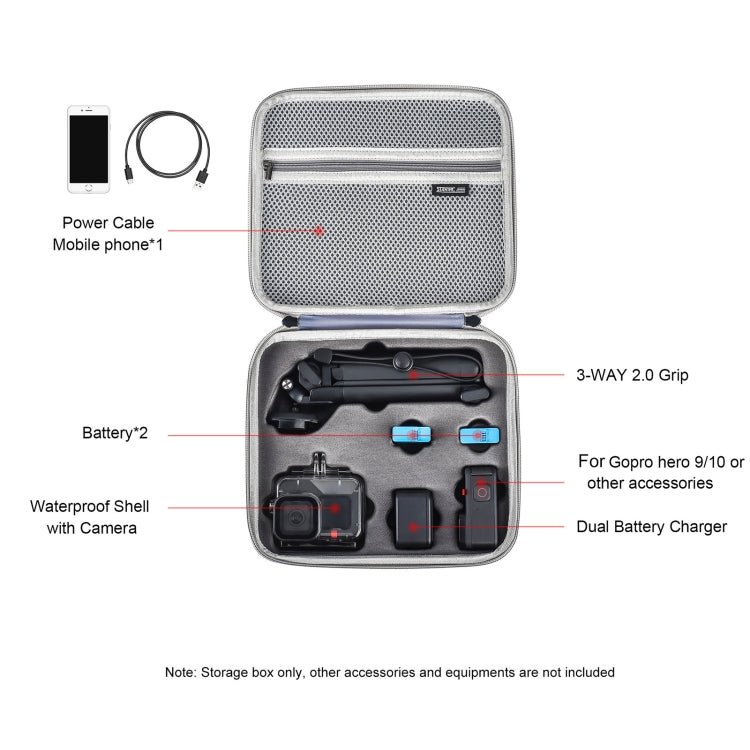 STARTRC Portable Shockproof Waterproof PU Case for GoPro HERO10 Black / HERO9 Black (Grey)