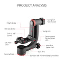 YELANGU A202 360 Degree Carbon Fiber Horizontal Gimbal Tripod Head for DV and SLR Cameras (Black)