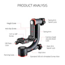 YELANGU A203 Carbon Fiber Hanging Horizontal Gimbal Tripod Head for DV and SLR Cameras (Camouflage)